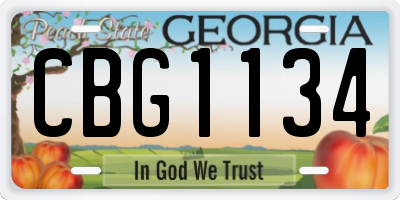 GA license plate CBG1134