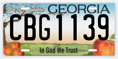 GA license plate CBG1139