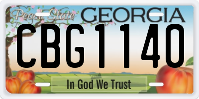 GA license plate CBG1140