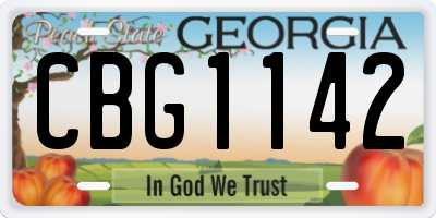 GA license plate CBG1142
