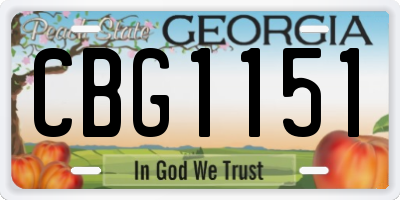 GA license plate CBG1151