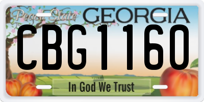GA license plate CBG1160