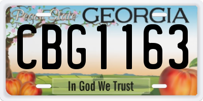 GA license plate CBG1163