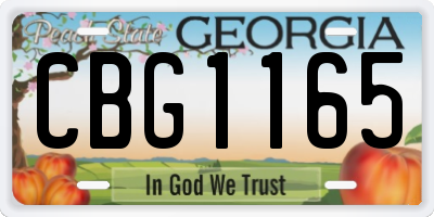 GA license plate CBG1165