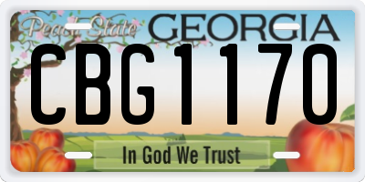GA license plate CBG1170