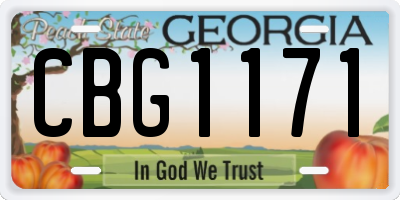 GA license plate CBG1171