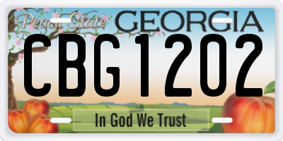 GA license plate CBG1202