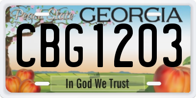 GA license plate CBG1203