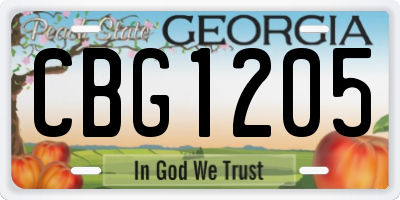 GA license plate CBG1205