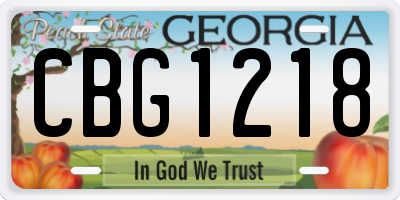 GA license plate CBG1218
