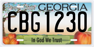 GA license plate CBG1230