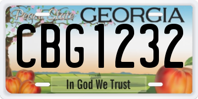 GA license plate CBG1232