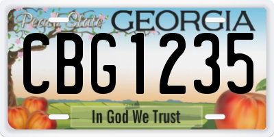 GA license plate CBG1235