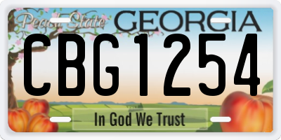 GA license plate CBG1254