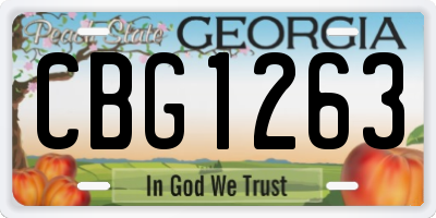 GA license plate CBG1263