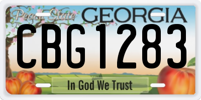 GA license plate CBG1283