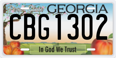 GA license plate CBG1302