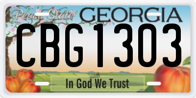 GA license plate CBG1303