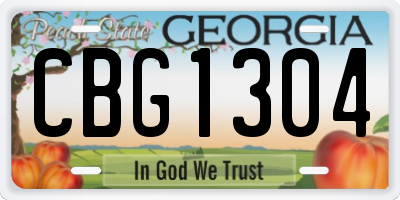 GA license plate CBG1304