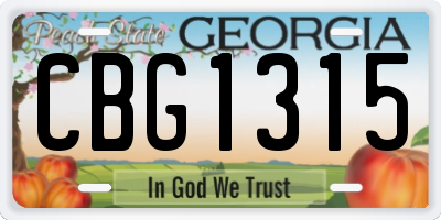 GA license plate CBG1315