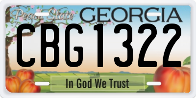 GA license plate CBG1322