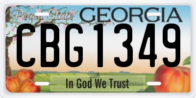GA license plate CBG1349