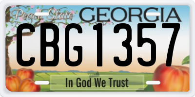 GA license plate CBG1357