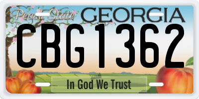GA license plate CBG1362