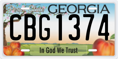 GA license plate CBG1374