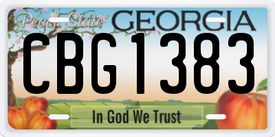 GA license plate CBG1383