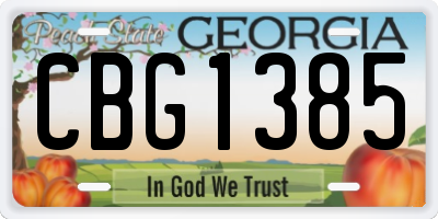 GA license plate CBG1385