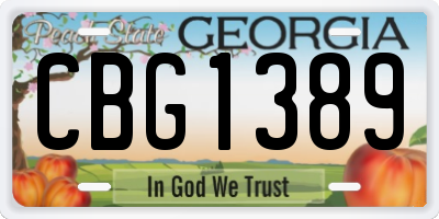 GA license plate CBG1389
