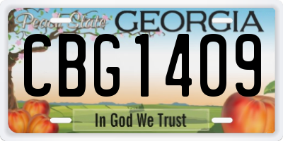 GA license plate CBG1409