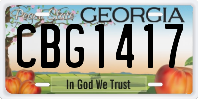 GA license plate CBG1417