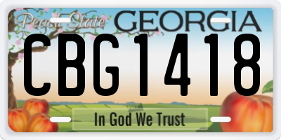 GA license plate CBG1418