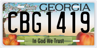 GA license plate CBG1419