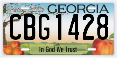 GA license plate CBG1428