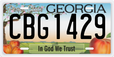 GA license plate CBG1429