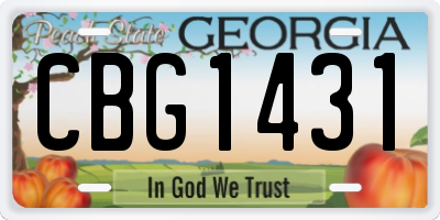 GA license plate CBG1431