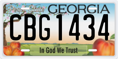 GA license plate CBG1434