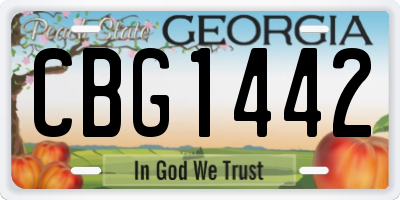 GA license plate CBG1442