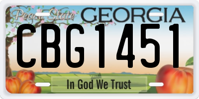 GA license plate CBG1451