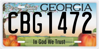 GA license plate CBG1472