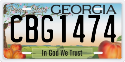 GA license plate CBG1474