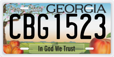 GA license plate CBG1523