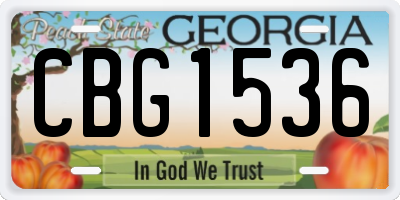 GA license plate CBG1536