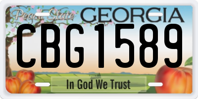 GA license plate CBG1589