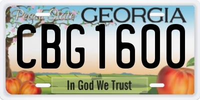 GA license plate CBG1600