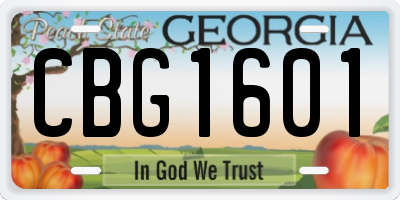 GA license plate CBG1601