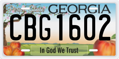 GA license plate CBG1602